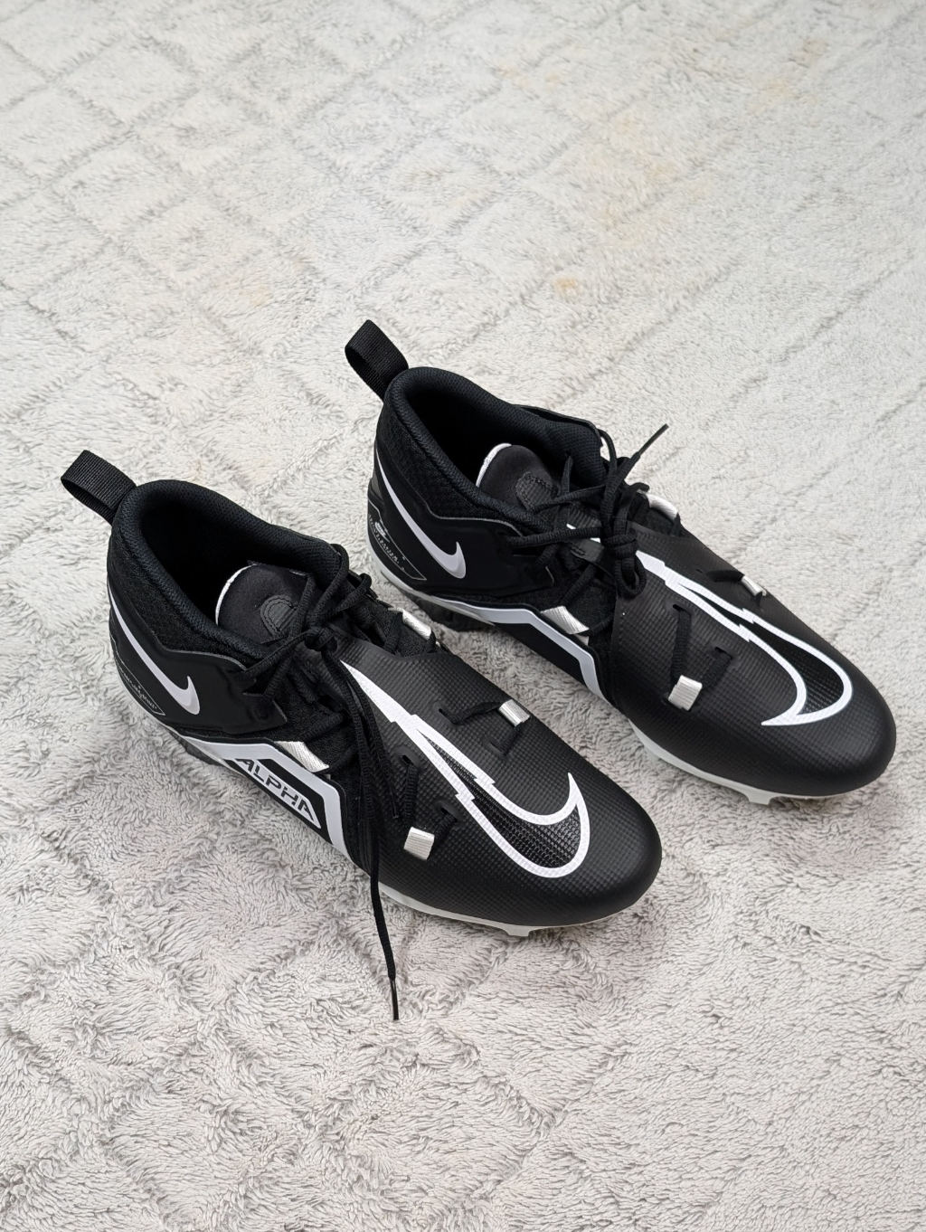 Nike Alpha Menace Pro 3 Black White Football Cleats Mens Size 14 Ct6649-001 New